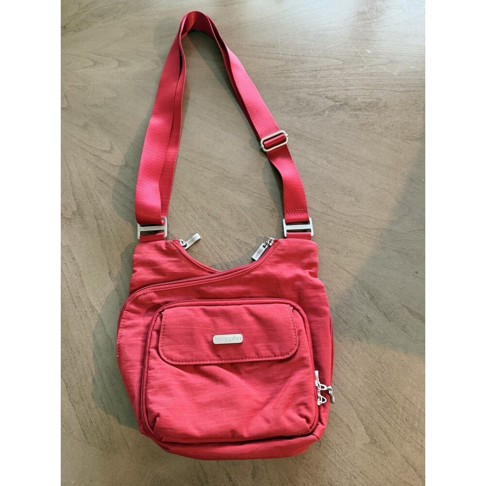 Baggallini Crossbody Bag Red Nylon Travel Purse Crossbody Belt